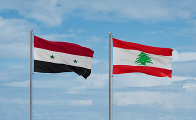 Lebanon and Syrian flags, country relationship concept