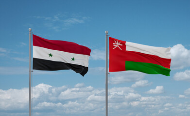 Oman and Syrian flags, country relationship concept