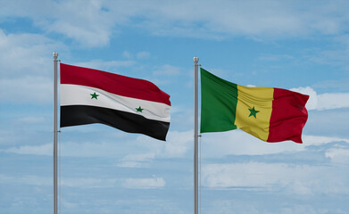 Senegal and Syrian flags, country relationship concept