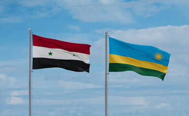 Rwanda and Syrian flags, country relationship concept