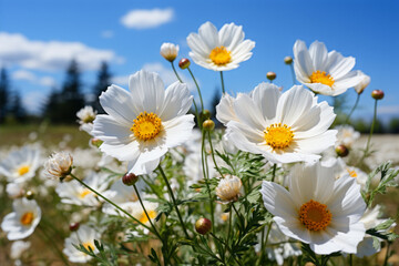 Summer Meadow with Wildflowers and Chamomile Botanical Details
