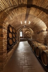 Obraz premium cellar with wine barrels