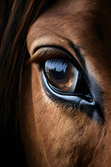 Close up of brown horse eye