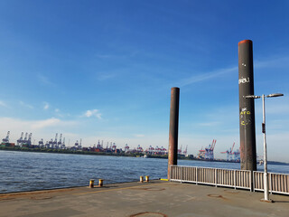 View from and around the köhlbrand bridge in the port of hamburg