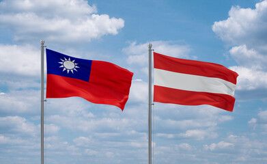 Austria and Taiwan flags, country relationship concept