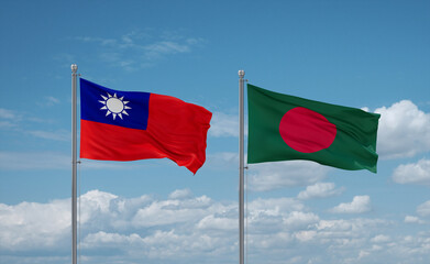 Bangladesh and Taiwan flags, country relationship concept