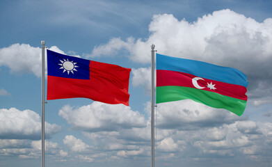 Azerbaijan and Taiwan flags, country relationship concept