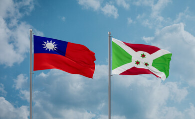 Burundi and Taiwan flags, country relationship concept