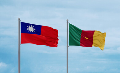 Cameroon and Taiwan flags, country relationship concept