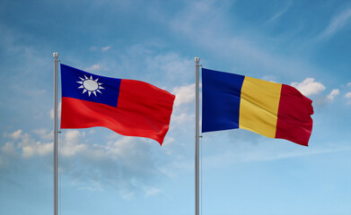 Chad and Taiwan flags, country relationship concept
