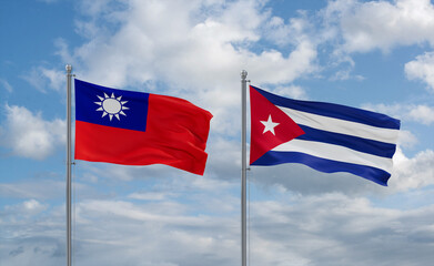 Cuba and Taiwan flags, country relationship concept