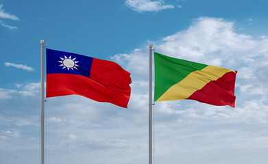 Congo and Taiwan flags, country relationship concept