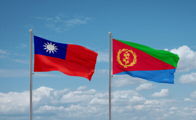 Eritrea and Taiwan flags, country relationship concept