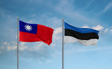 Estonia and Taiwan flags, country relationship concept
