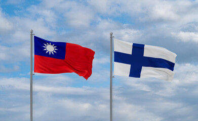 Finland and Taiwan flags, country relationship concept