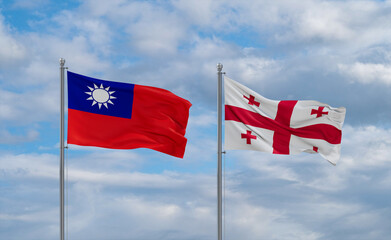 Georgia and Taiwan flags, country relationship concept