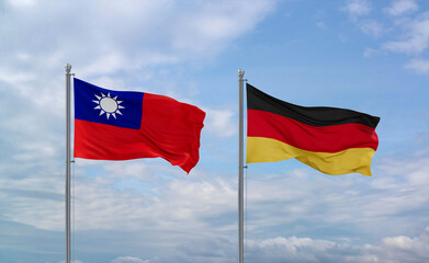Germany and Taiwan flags, country relationship concept
