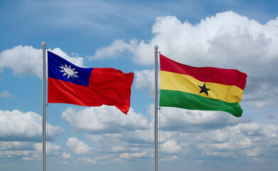 Ghana and Taiwan flags, country relationship concept