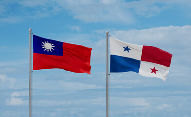 Panama and Taiwan flags, country relationship concept