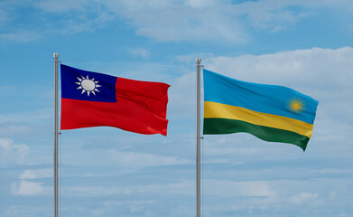 Rwanda and Taiwan flags, country relationship concept