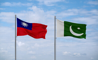 Pakistan and Taiwan flags, country relationship concept