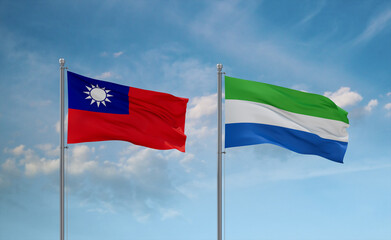 Sierra Leone and Taiwan flags, country relationship concept