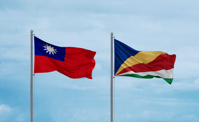 Seychelles and Taiwan flags, country relationship concept