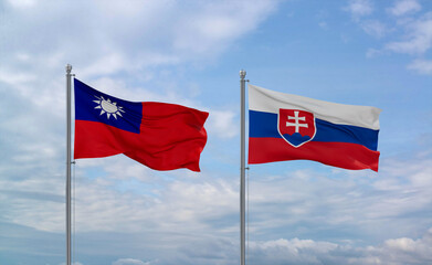 Slovakia and Taiwan flags, country relationship concept