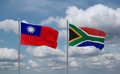 South Africa and Taiwan flags, country relationship concept