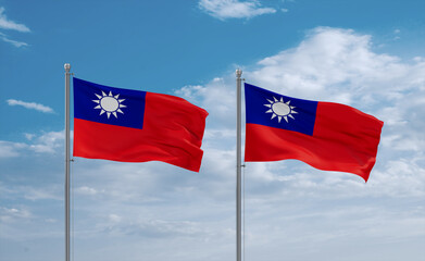 Two Taiwan flags, country relationship concept