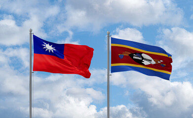 Eswatini and Taiwan flags, country relationship concept
