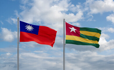 Togo and Taiwan flags, country relationship concept