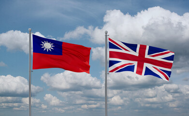 United Kingdom and Taiwan flags, country relationship concept