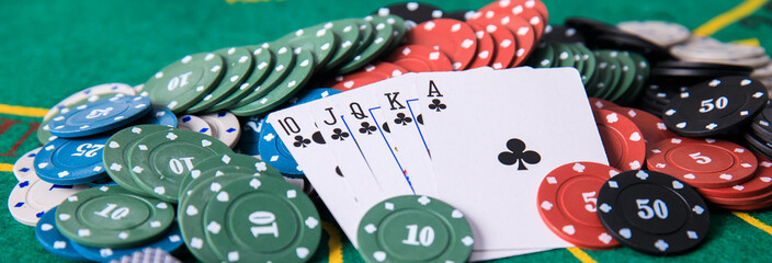 poker chips and cards