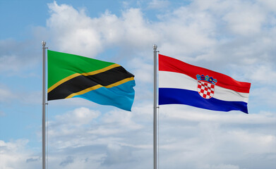 Croatia and Tanzania flags, country relationship concept