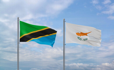 Cyprus and Tanzania flags, country relationship concept