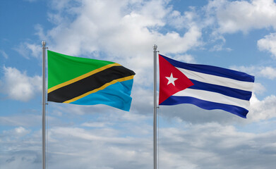 Cuba and Tanzania flags, country relationship concept