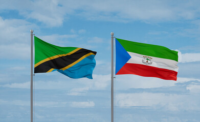 Equatorial Guinea and Tanzania flags, country relationship concept