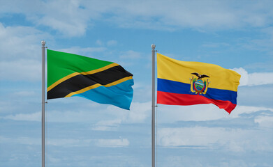 Ecuador and Tanzania flags, country relationship concept