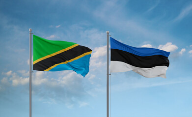 Estonia and Tanzania flags, country relationship concept