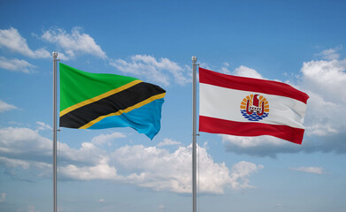 Tanzania and French Polynesia flags, country relationship concept