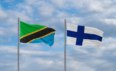 Finland and Tanzania flags, country relationship concept