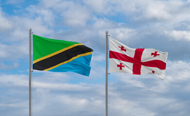 Georgia and Tanzania flags, country relationship concept