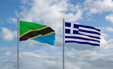 Greece and Tanzania flags, country relationship concept