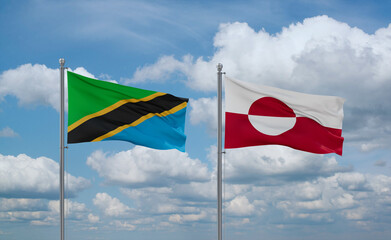 Greenland and Tanzania flags, country relationship concept