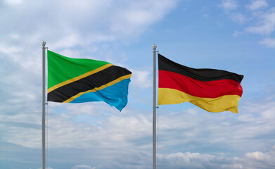 Germany and Tanzania flags, country relationship concept