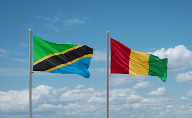 Guinea and Tanzania flags, country relationship concept