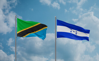 Honduras and Tanzania flags, country relationship concept