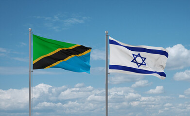 Israel and Tanzania flags, country relationship concept