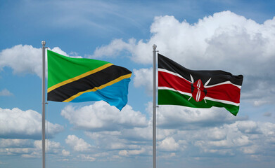 Kenya and Tanzania flags, country relationship concept